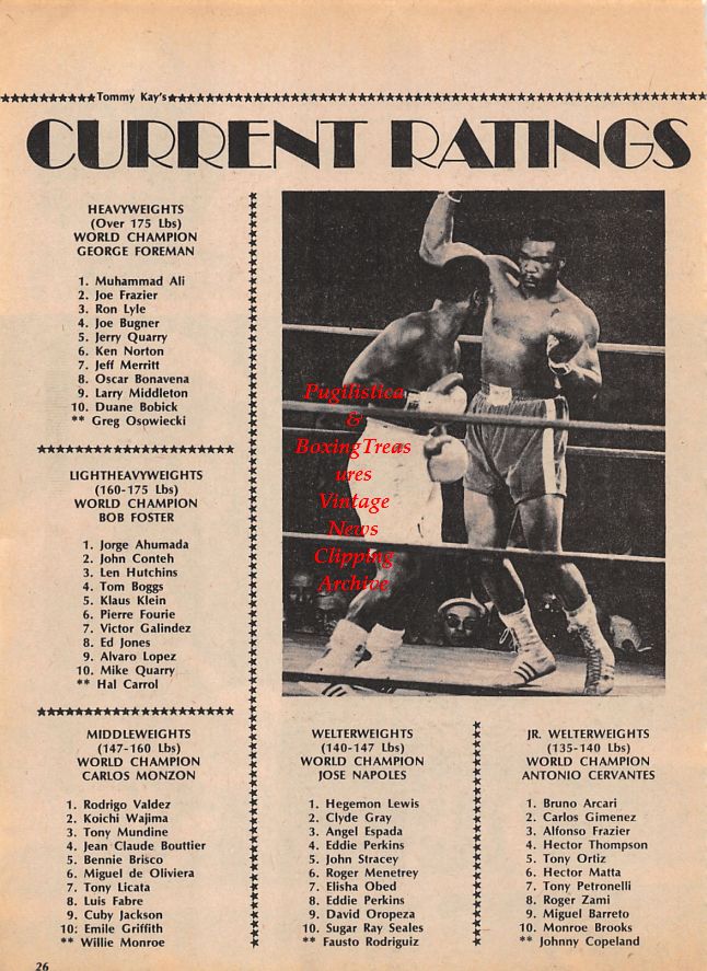Boxing News Clipping #1106 - Joe Frazier vs. Jerry Quarry, George Foreman vs. Joe Frazier