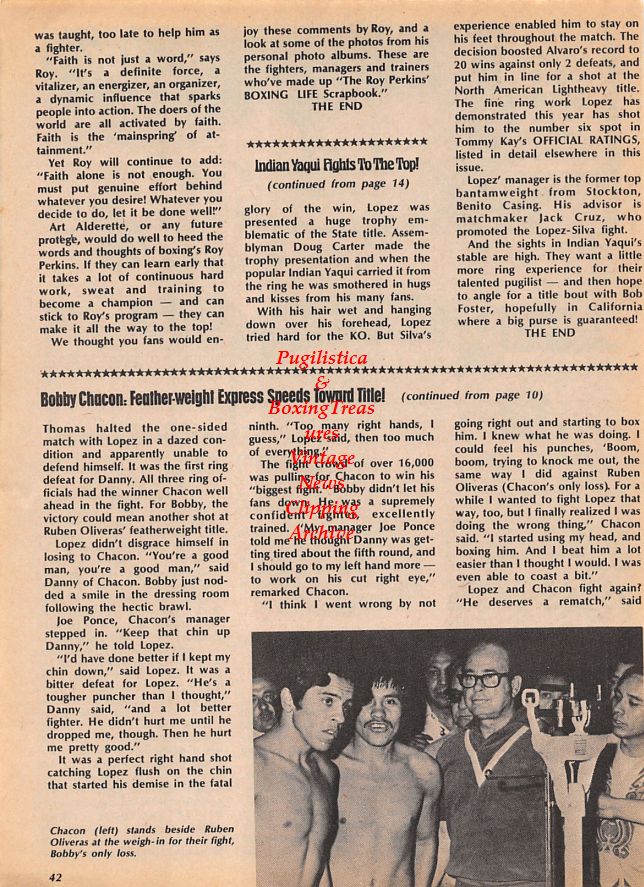 Boxing News Clipping #1111 - Bobby Chacon and Ruben Olivares