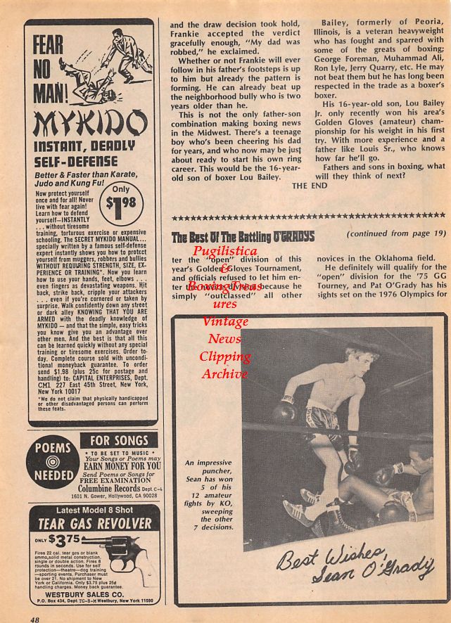 Boxing News Clipping #1113 - 15 year-old Sean O'Grady
