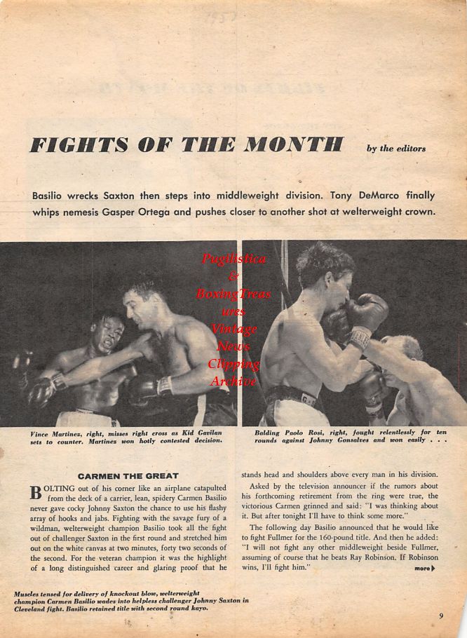 Boxing News Clipping #1115 - Ewart Potgieter vs. Bruce Olson, Isidro Martinez vs. Bobby Courchesne, Spider Webb vs. Neal Rivers, Vince Martinez vs. Kid Gavilan, Paolo Rosi vs. Johnny Gonsalves