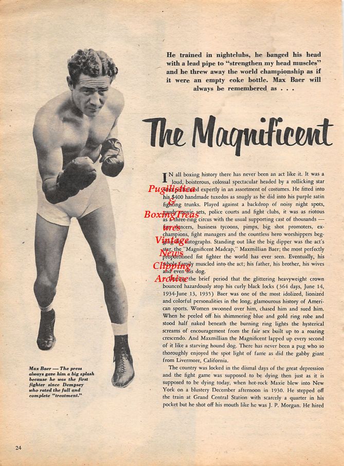 Boxing News Clipping #1122 - Max Baer
