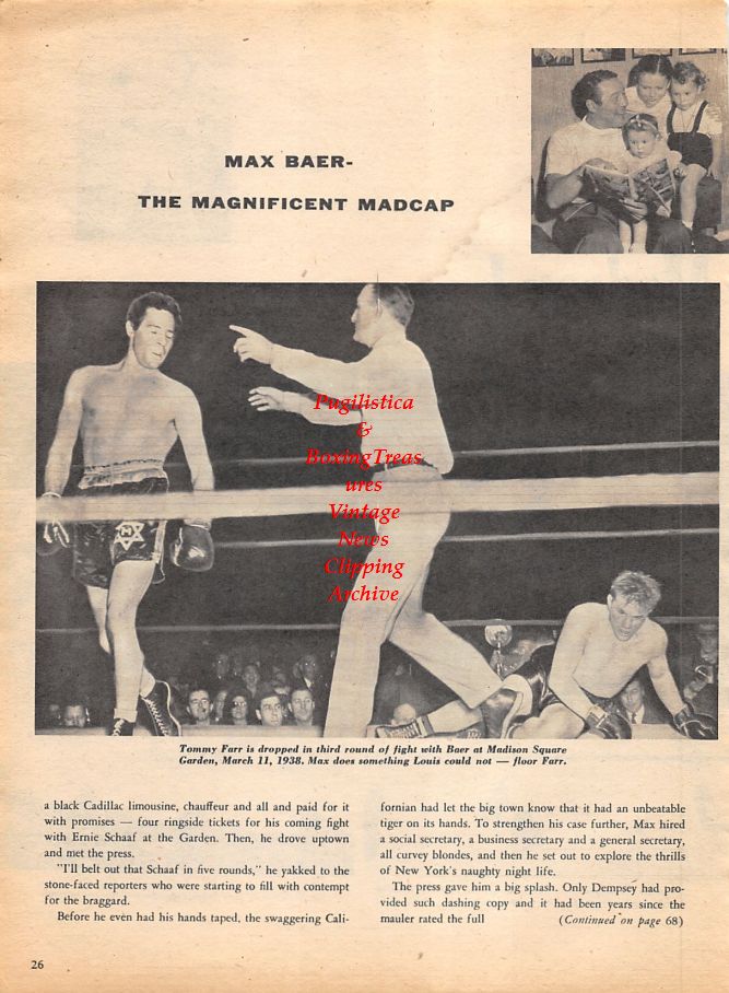 Boxing News Clipping #1123 - Max Baer vs. Tommy Farr, James Braddock and Max Schmeling