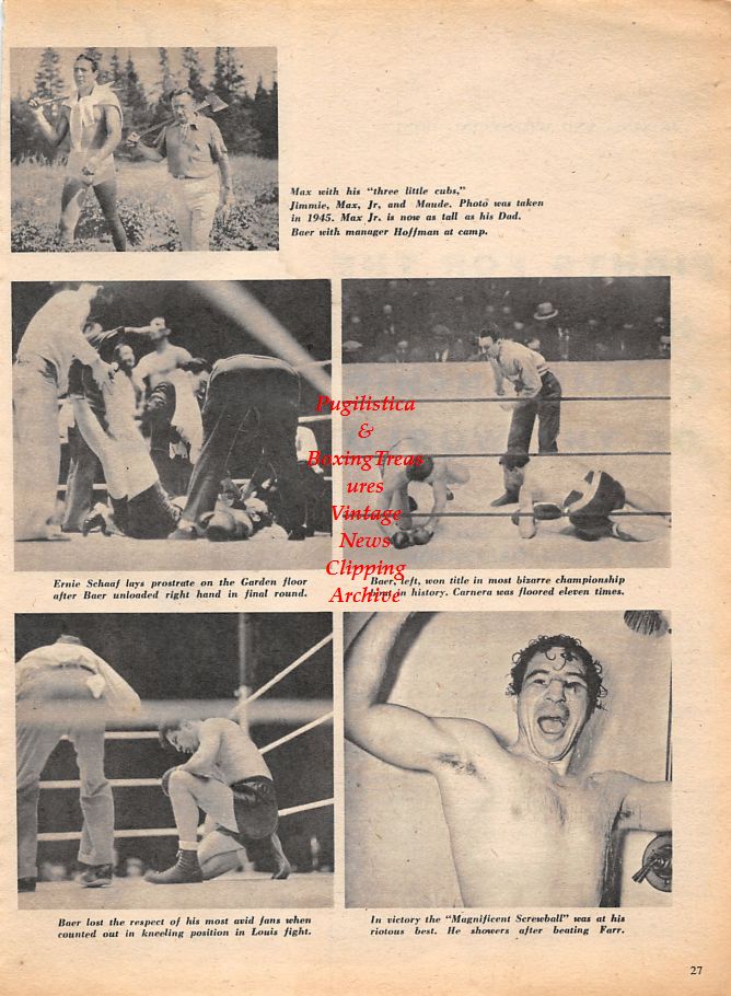Boxing News Clipping #1124 - John L. Sullivan, Tommy Burns, Max Baer vs. Ernie Schaaf and others