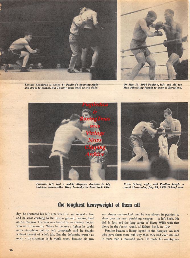 Boxing News Clipping #1127 - Paulino Uzcudun, Max Baer, Tommy Loughran, Max Schmeling, King Levinsky, Ernie Schaaf