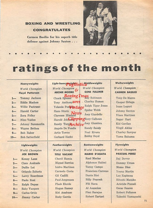Boxing News Clipping #1135 - Deaf Burke vs. Samuel O'Rourke, Carmen Basilio