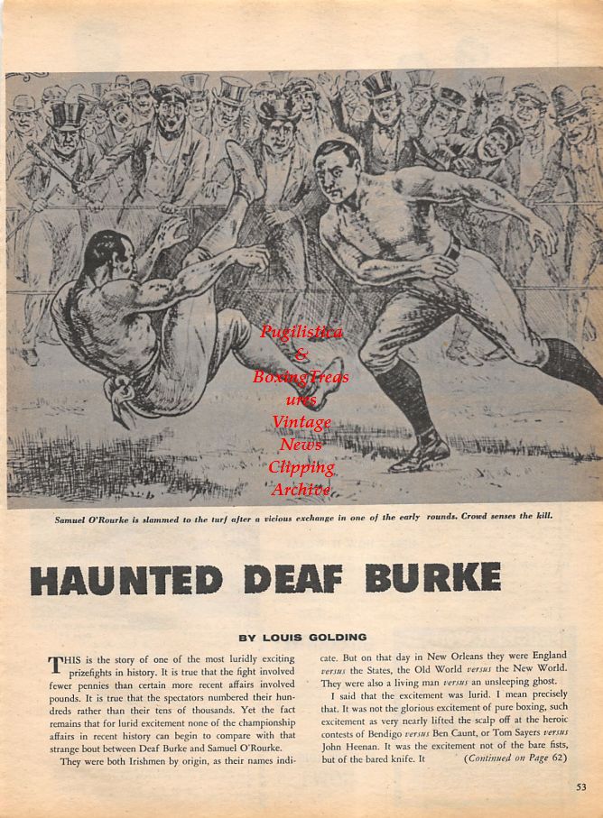 Boxing News Clipping #1136 - Deaf Burke vs. Samuel O'Rourke