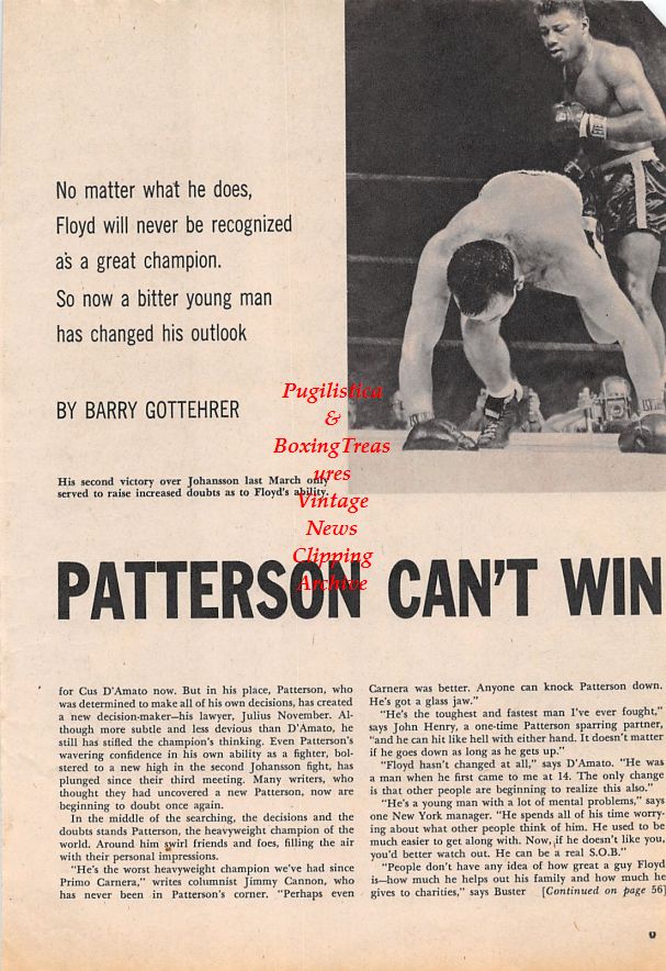 Boxing News Clipping #1139 - Emile Griffith vs. Benny Kid Paret, Floyd Patterson vs. Ingemar Johansson III