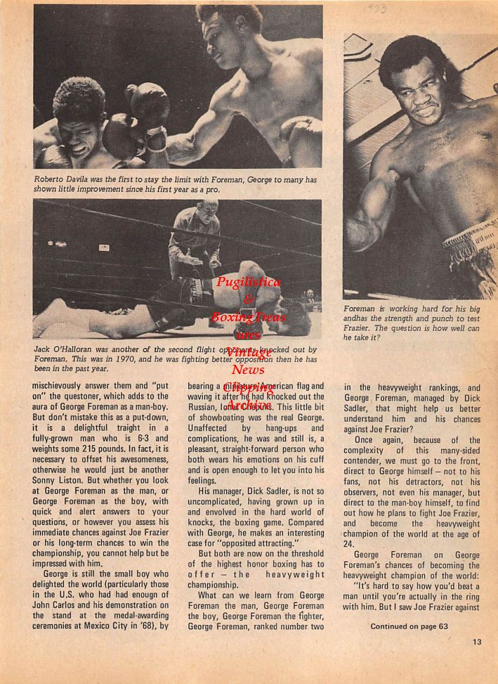 Boxing News Clipping #114 - Muhammad Ali vs. Bob Foster, George Foreman