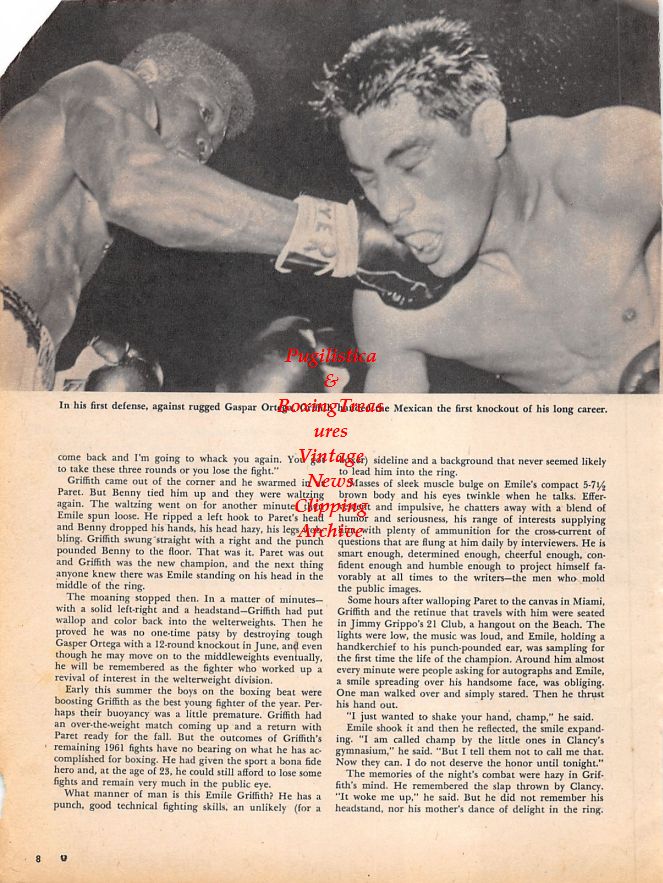 Boxing News Clipping #1141 - Emile Griffith, Gaspar Ortega