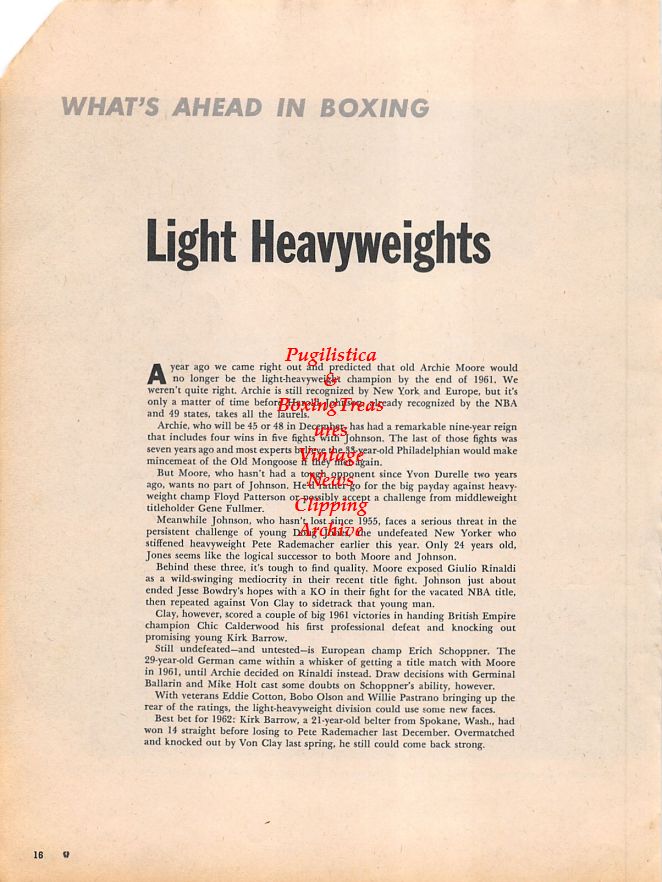 Boxing News Clipping #1144 - Floyd Patterson vs. Ingemar Johansson III