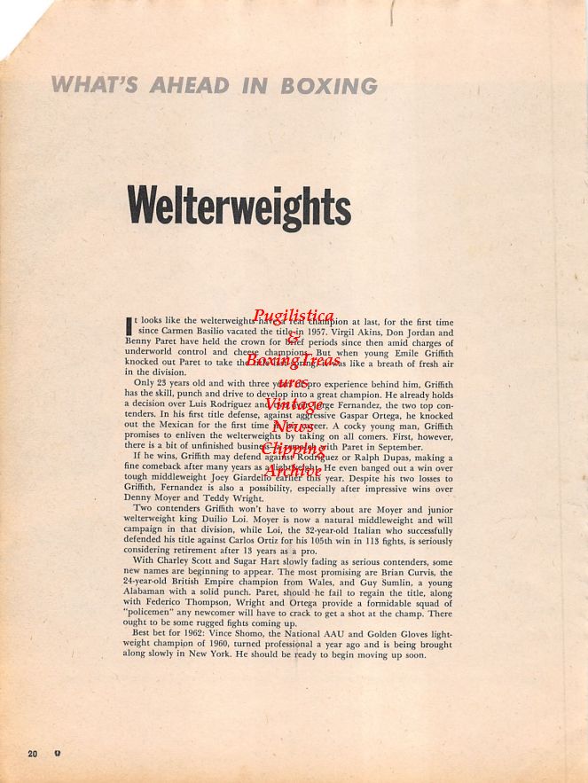 Boxing News Clipping #1146 - Sugar Ray Robinson vs. Gene Fullmer