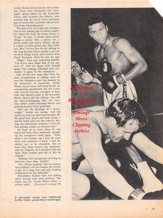Boxing News Clipping #1150 - Davey Moore, Kazuo Takayama, Cassius Clay vs. Lamar Clark