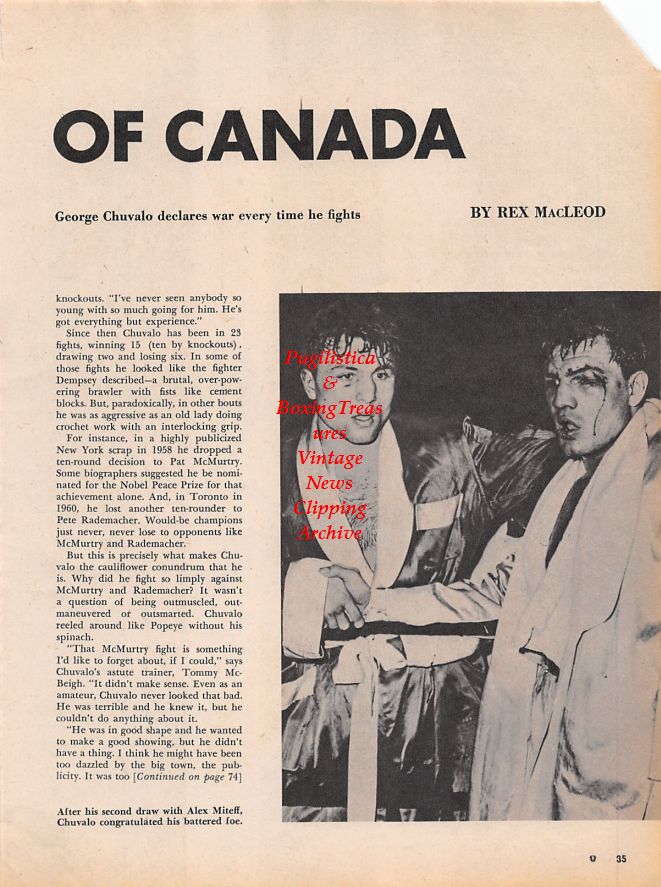 Boxing News Clipping #1154 - Archie Moore, George Chuvalo vs. Alex Miteff