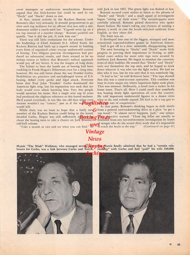 Boxing News Clipping #1161 - Mickey Walker, Hymie Wallman, Jim Norris