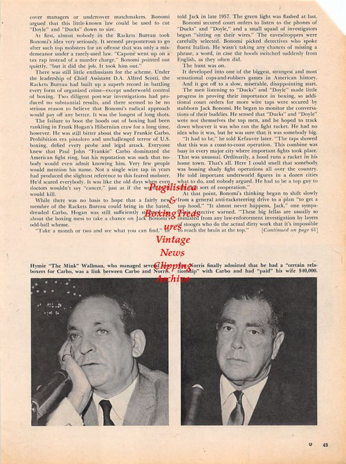 Boxing News Clipping #1161 - Mickey Walker, Hymie Wallman, Jim Norris