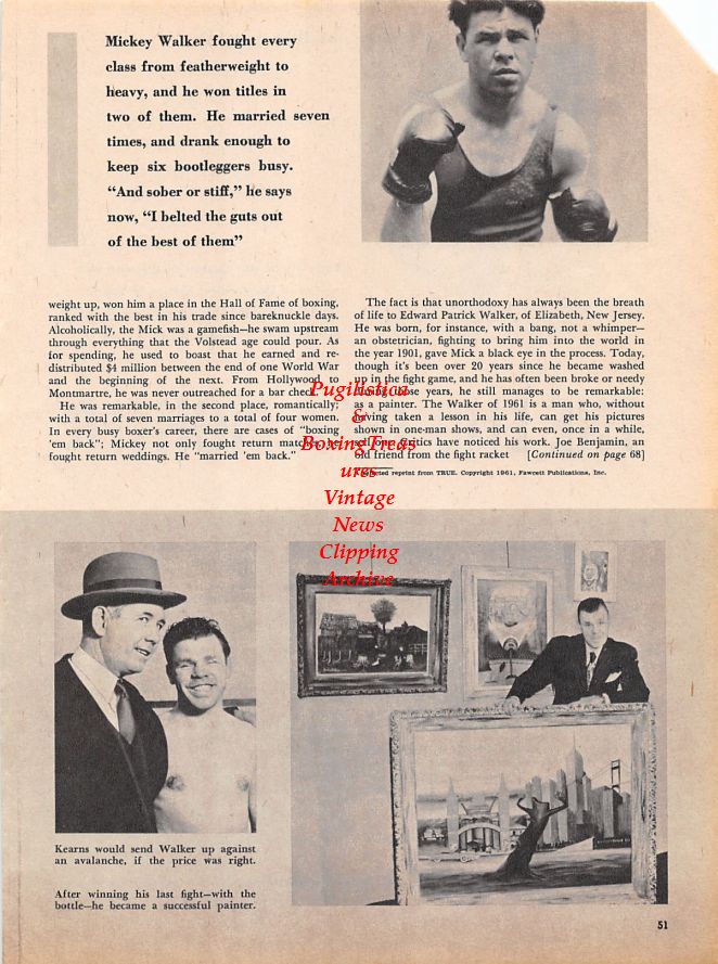 Boxing News Clipping #1162 - Sugar Ray Robinson, Mickey Walker, Jack Kearns