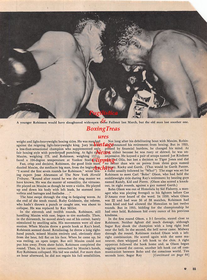 Boxing News Clipping #1164 - Sugar Ray Robinson vs. Gene Fullmer