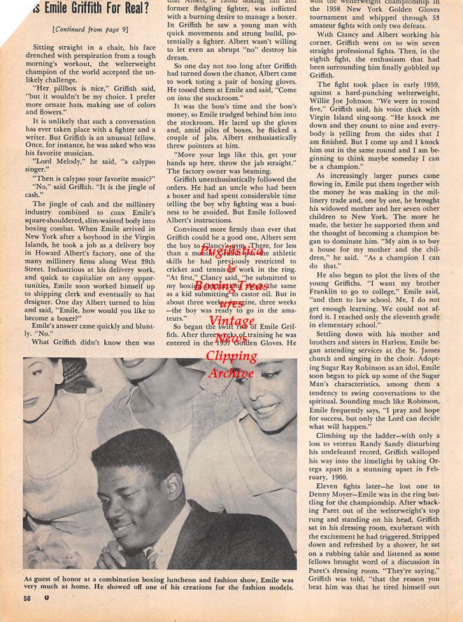 Boxing News Clipping #1165 - Emile Griffith