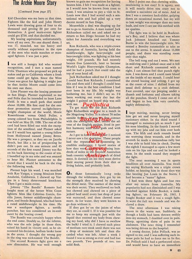 Boxing News Clipping #1168 - Archie Moore and Floyd Patterson