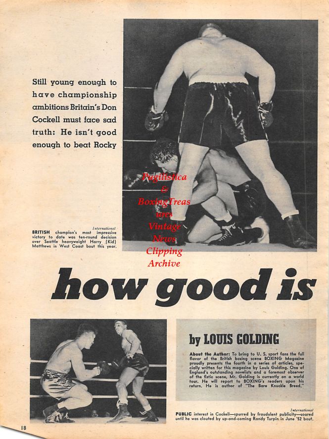 Boxing News Clipping #1176 - Don Cockell, Harry Kid Matthews, Randy Turpin, Sandy Sadler vs. Willie Pep