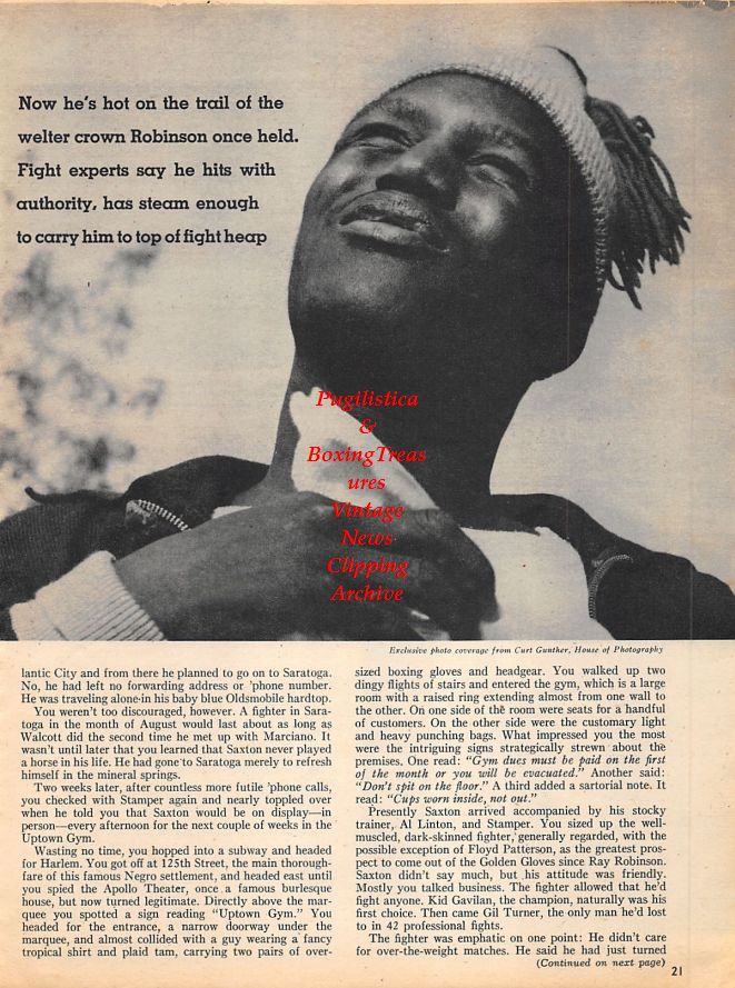 Boxing News Clipping #1178 - Johnny Saxton, Benny Stamper