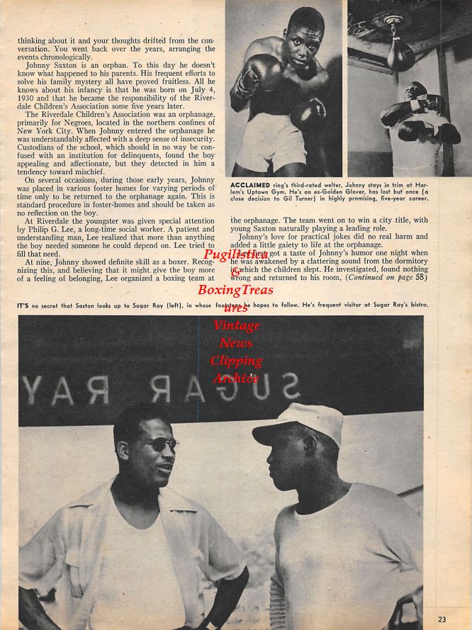 Boxing News Clipping #1179 - Rocky Marciano vs. Roland LaStarza, Johnny Saxton and Sugar Ray Robinson