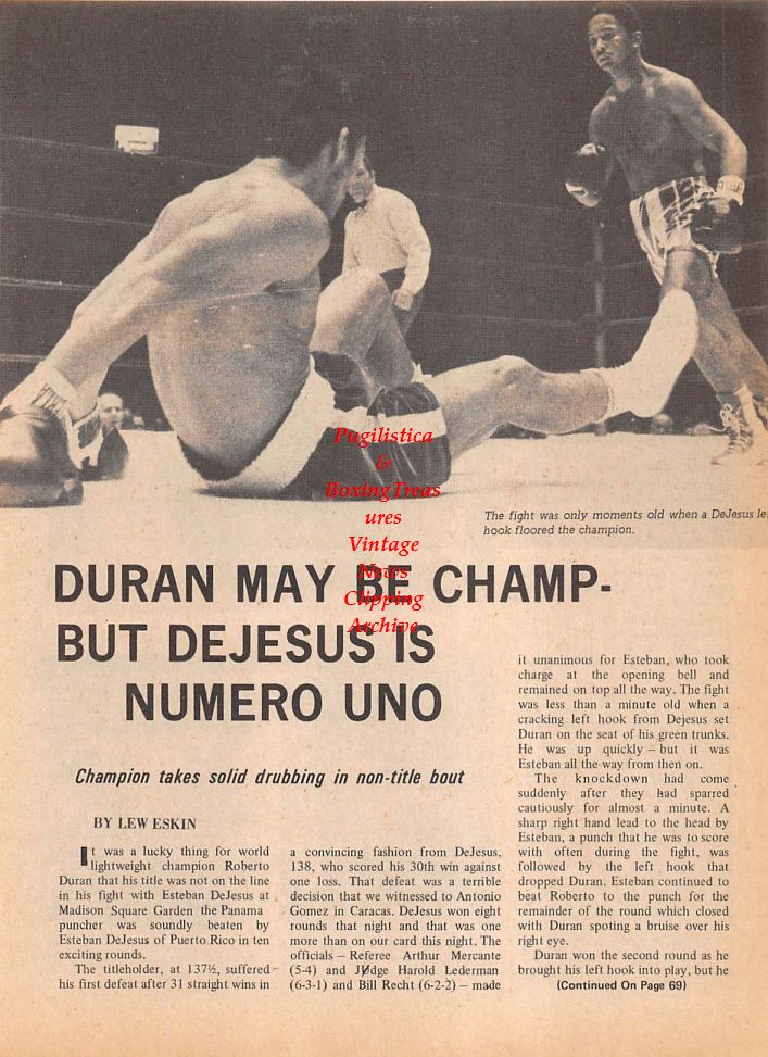 Boxing News Clipping #118 - Roberto Duran vs. Esteban DeJesus, Victor Etchegaray