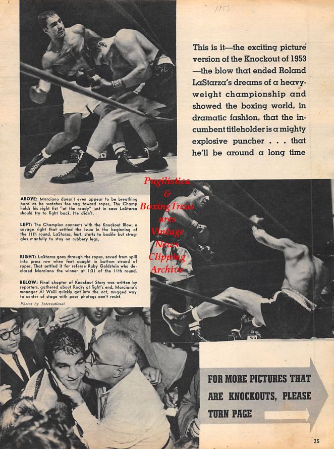 Boxing News Clipping #1180 - Rocky Castellani vs. Pierre Langlois, Rocky Marciano vs. Roland LaStarza