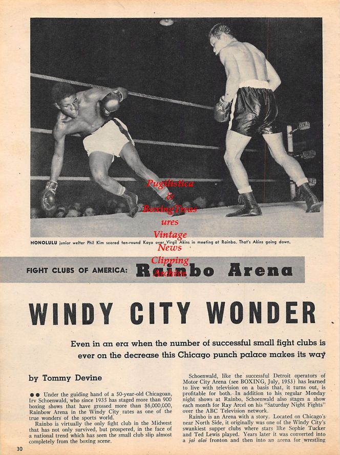 Boxing News Clipping #1182 - Phil Kim vs. Virgil Akins, Johnny Bratton vs. Bobby Jones, Ramon Fuentes vs. Gil Turner, Pierrie Langlois vs. Joe Miceli