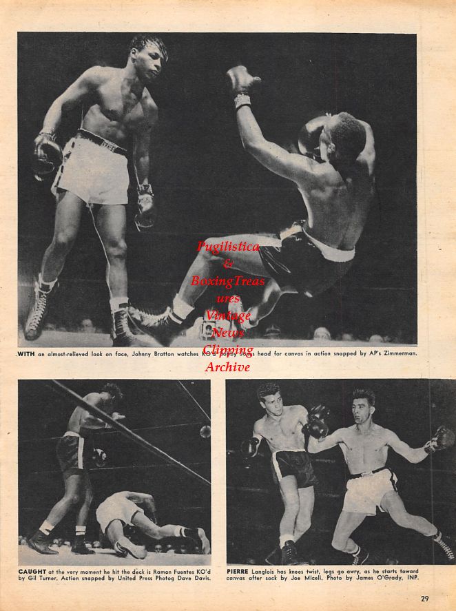 Boxing News Clipping #1182 - Phil Kim vs. Virgil Akins, Johnny Bratton vs. Bobby Jones, Ramon Fuentes vs. Gil Turner, Pierrie Langlois vs. Joe Miceli
