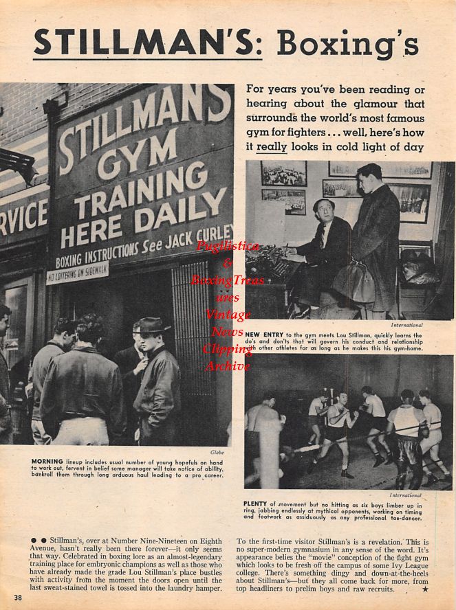 Boxing News Clipping #1186 - Stillman's Boxing Gym, Lou Stillman, Bob Melnick, Ray Monahan, Ralph Como
