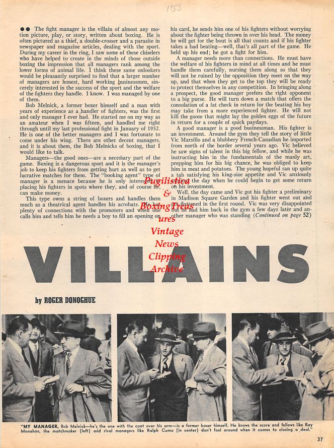 Boxing News Clipping #1186 - Stillman's Boxing Gym, Lou Stillman, Bob Melnick, Ray Monahan, Ralph Como