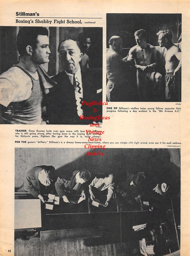Boxing News Clipping #1188 - Scenes from Stillman's Gym, Gene Gosney, Lou Stillman, Charley Goldman