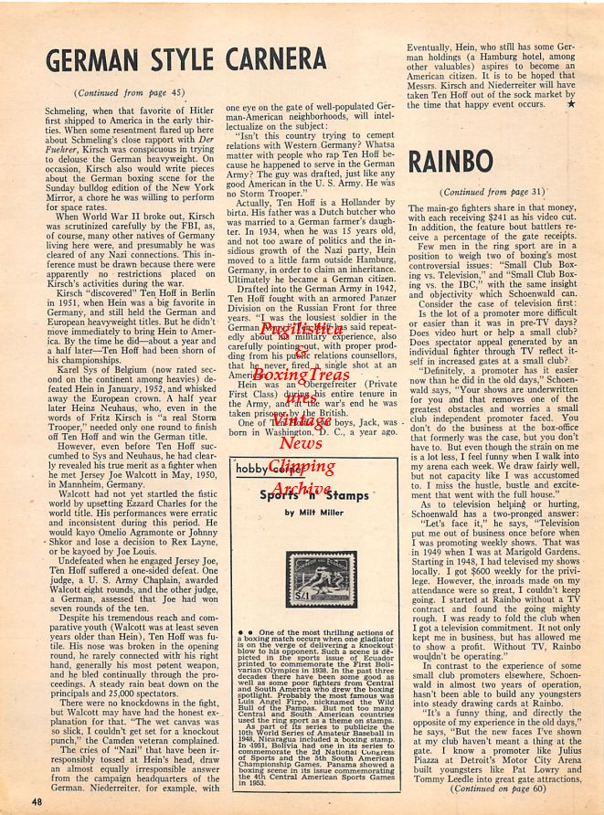 Boxing News Clipping #1191 - "Dumb" Dan Morgan, Sports n' Stamps