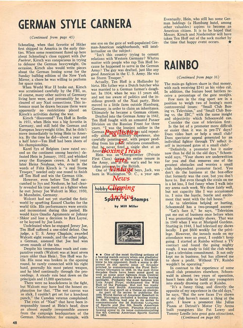 Boxing News Clipping #1191 - "Dumb" Dan Morgan, Sports n' Stamps