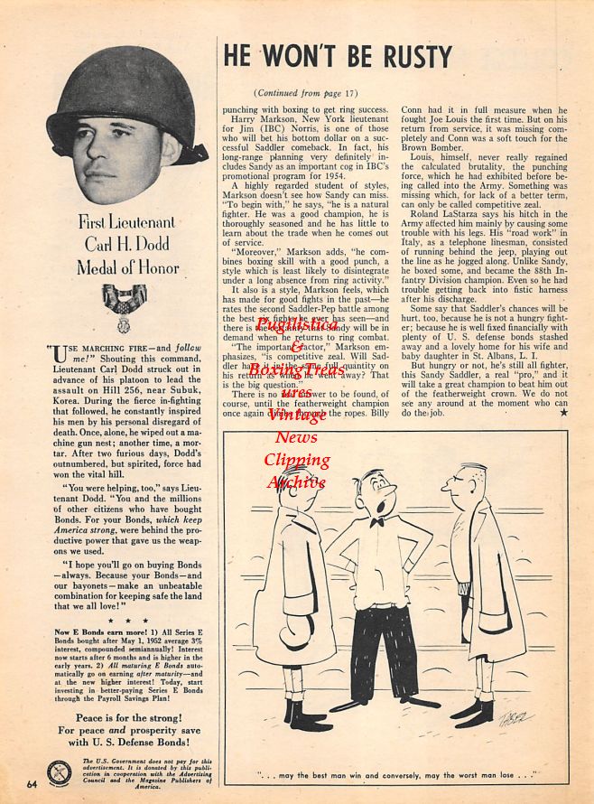 Boxing News Clipping #1193 - Humorous Boxing Cartoons, Lieut. Carl Dodd