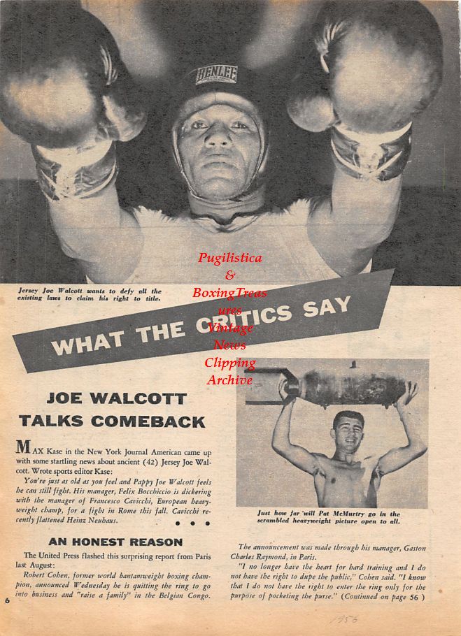 Boxing News Clipping #1195 - Jersey Joe Walcott, Pat McMurtry