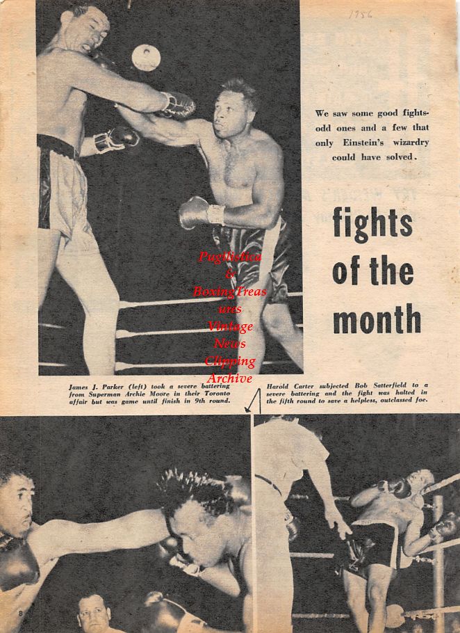 Boxing News Clipping #1196 - James J. Parker vs. Archie Moore, Harold Carter vs. Bob Satterfield