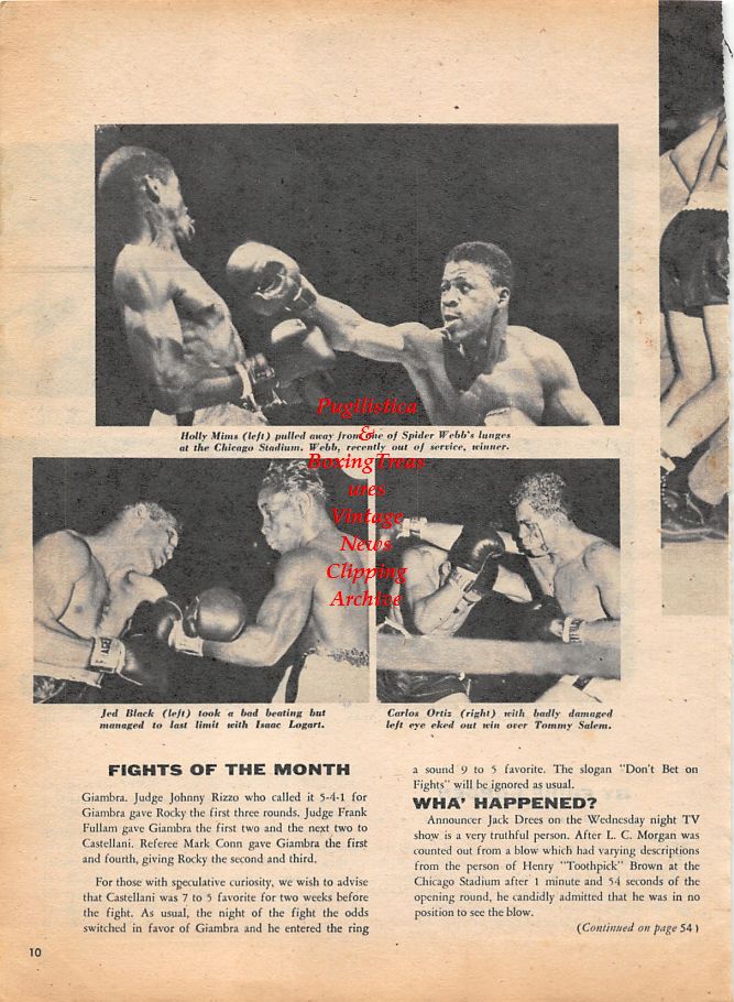 Boxing News Clipping #1197 - Tony Anthony vs. Tony Johnson, Jimmy Slade vs. Wayne Bethea, Rory Calhoun vs. Charley Cotton, Joey Giambra vs. Rocky Castellani, Holly Mims vs. Spider Webb, Jed Black vs. Isaac Logart, Carlos Ortiz vs. Tommy Salem