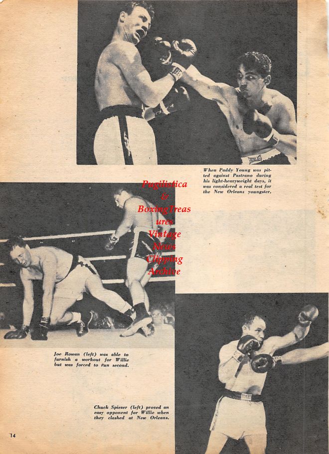Boxing News Clipping #1199 - Paddy Young vs. Willie Pastrano, Joe Rowen, Chuck Spieser