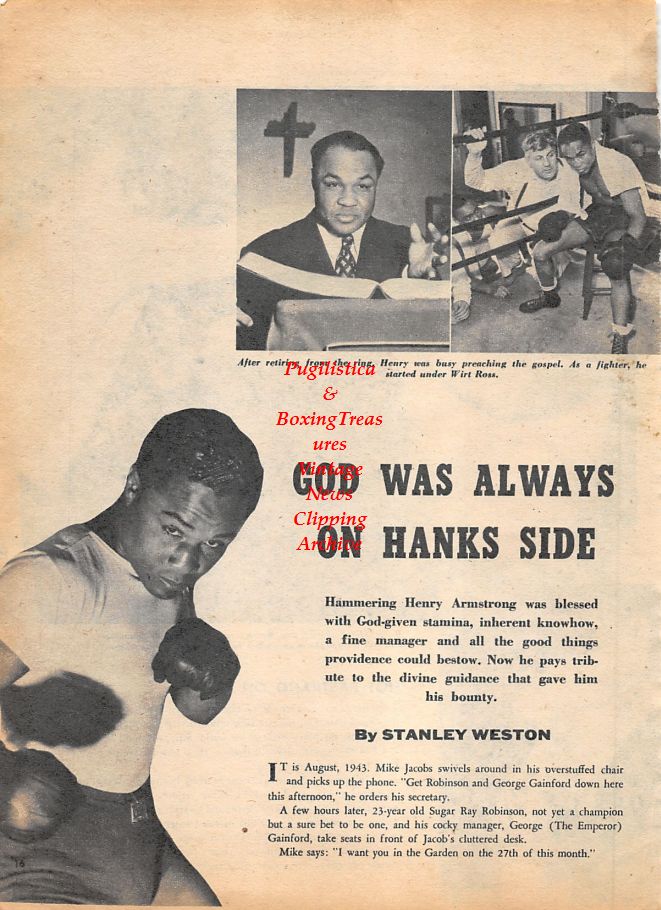 Boxing News Clipping #1200 - Henry Armstrong, Wirt Ross, Willie Pastrano vs. Rex Layne