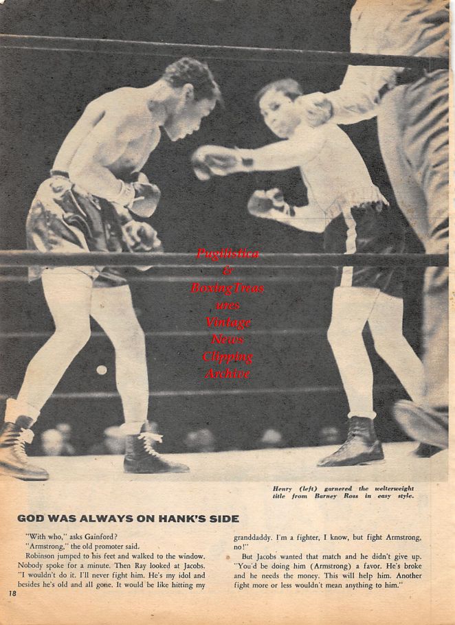 Boxing News Clipping #1201 - Henry Armstrong vs. Barney Ross, Lou Ambers and Petey Sarron