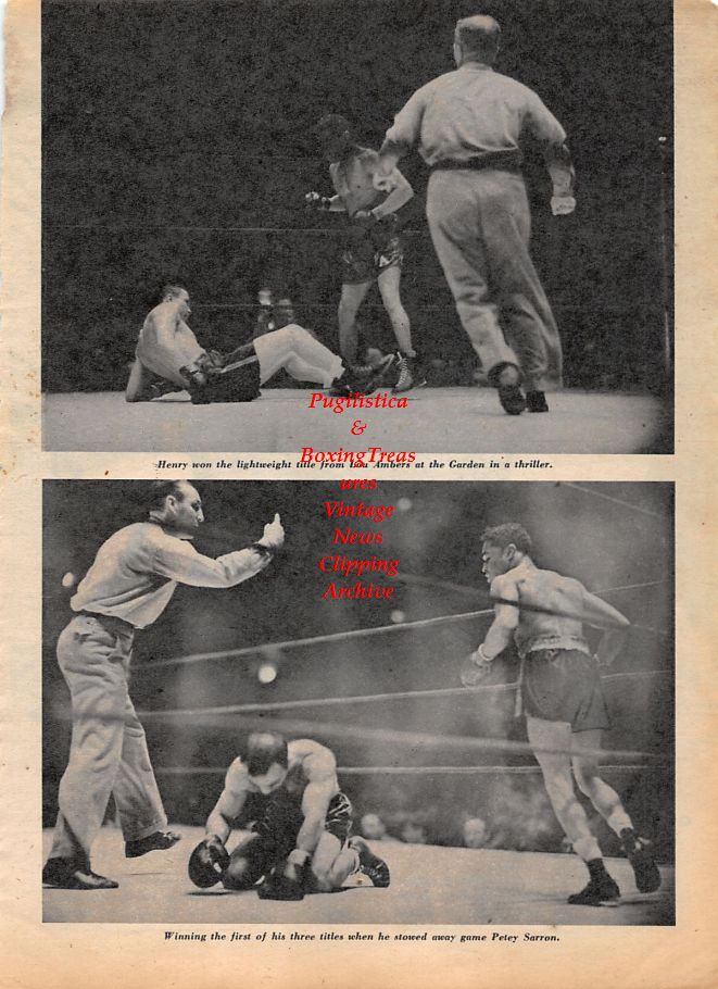 Boxing News Clipping #1201 - Henry Armstrong vs. Barney Ross, Lou Ambers and Petey Sarron