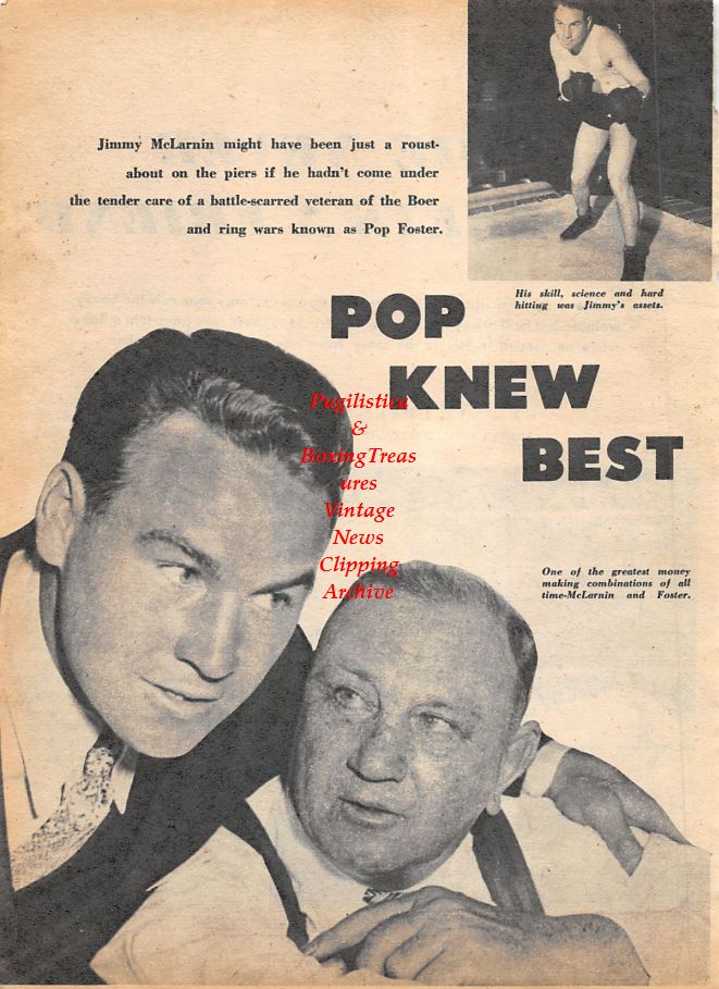 Boxing News Clipping #1203 - Jimmy McLarnin and Pop Foster, Archie Moore vs. Rocky Marciano