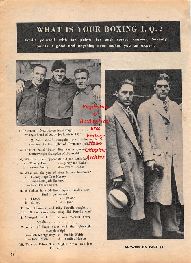 Boxing News Clipping #1209 - Tony Anthony, Nathan Mann, Ray Arcel, Jeff Dickson, Young Stribling