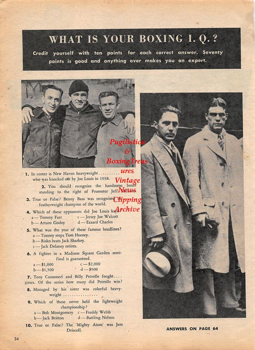 Boxing News Clipping #1209 - Tony Anthony, Nathan Mann, Ray Arcel, Jeff Dickson, Young Stribling