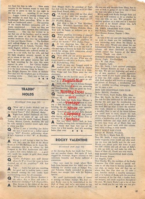 Boxing News Clipping #1210 - "Standouts of 1956" cartoon with Cherif Hamia, Floyd Patterson, Archie Moore, Tony DeMarco, Sugar Ray Robinson