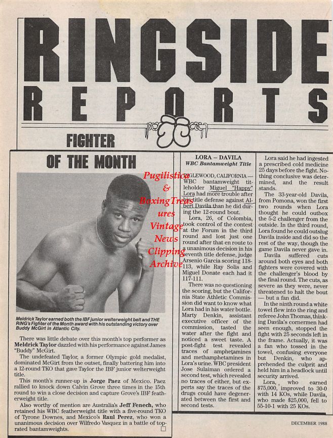 Boxing News Clipping #1217 - Meldrick Taylor "Fighter Of The Month"