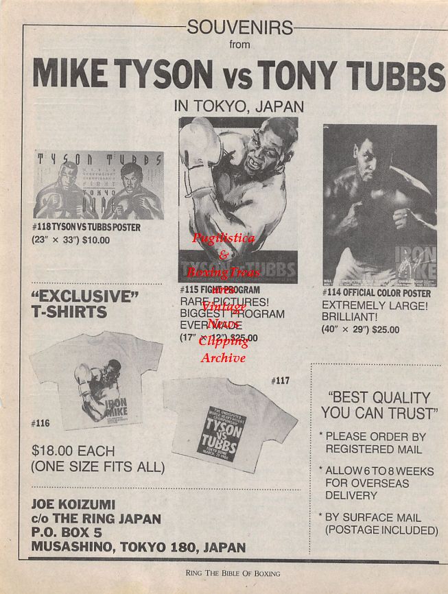 Boxing News Clipping #1219 - Mike Tyson vs. Tony Tubbs Souvenir Ad