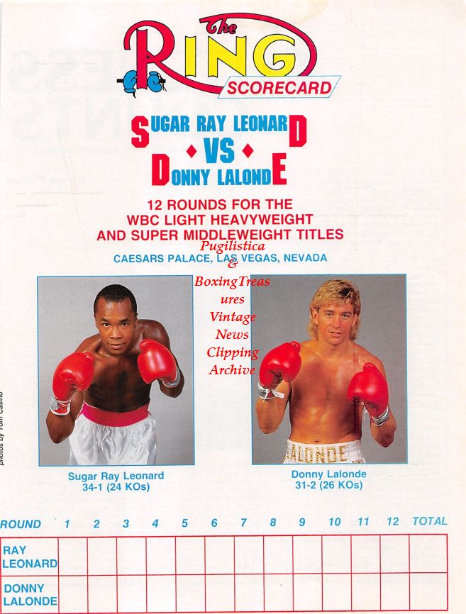 Boxing News Clipping #1220 - Sugar Ray Leonard vs. Donny Lalonde, Muhammad Ali